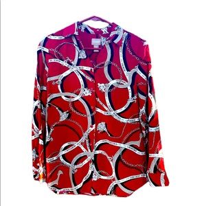 Chico’s Long Sleeved Button Down patterned Shirt